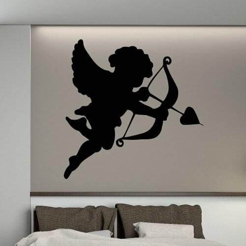 Vinyl Decals Cute Little Cupid Bow Bedroom Decor Art Wall Srickers Mural Design Room Decoration Arrow In Heart Wall Decal B482