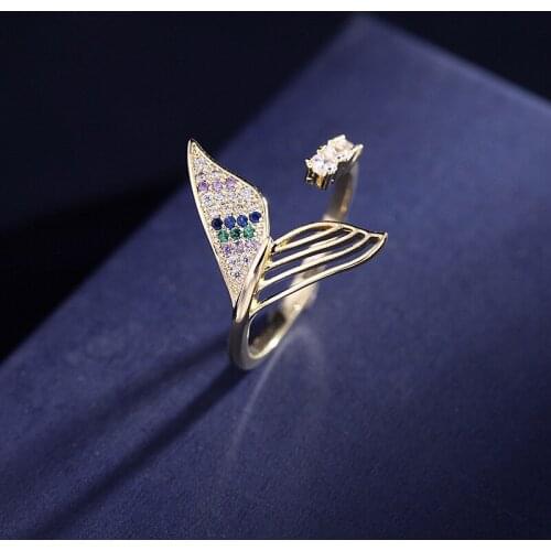 Vintage White Zircon Stone Wedding Ring Luxury Female Crystal Fishtail Open Ring 925 Sterling Silver Engagement Rings For Women