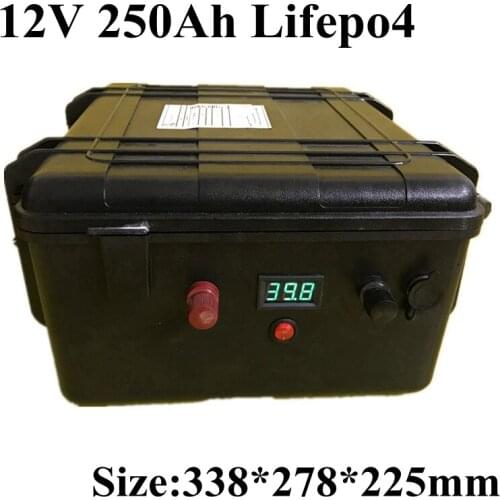 12v 250Ah lifepo4 Battery 12.8v Waterproof Case 100A BMS FOR solar RV photovoltaic boat trolling motor LBS 14.6v 20A charger