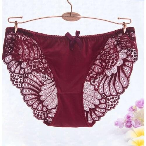KL1022 Plus Size ladies lace panties perspective sexy low waist lingerie calcinha sexy briefs women underwear
