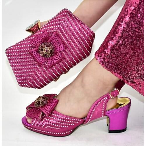 6.5CM ladies high heel shoes with stone luxury peach african shoes and bags matching set italian shoes with matching bags 688-10