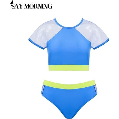 SAY MORNING 2021 Push up Swimsuit Female Brazilian Bikini Set Bathing Suit Swim High waist Short sleeves Sexy Mesh Hollow Bikini