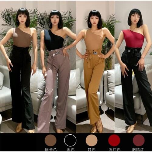 Summer New National Standard Dance Clothes Latin Dance Tops For Women Adult Female Beauty Back Sleeveless Practice Wear DQS7372