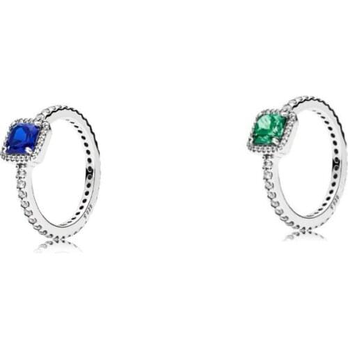 Authentic 925 Sterling Silver Pandora Ring Blue Timeless Elegance Ring For Women Wedding Party Gift Fine EuroPe Jewelry