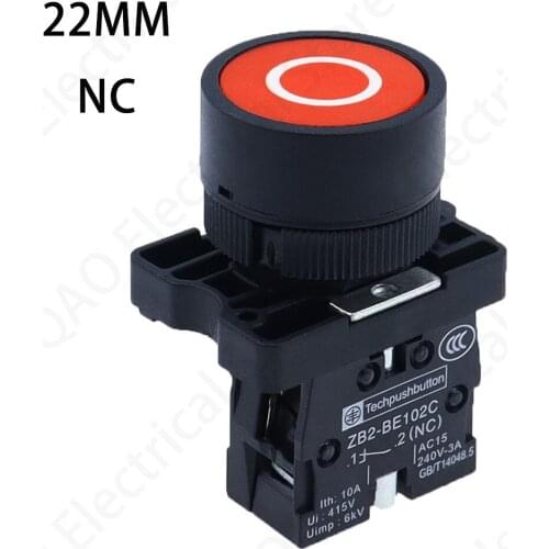 1PCS XB2 22mm 1 NC N/C Red Sign Momentary Push Button Switch 600V 10A