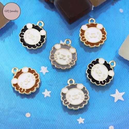 10pcs Enamel Cartoon Flowers Lion Head Tag Charm for Jewelry Making and Crafting DIY Earring Pendant Bracelet Necklace Charms