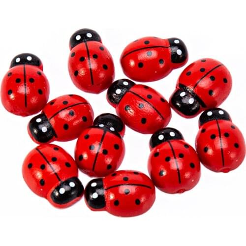 1000pcs 12x15mm Red Wooden Ladybug Ladybirds Flatbacks Wood Chips Decorative Crafts Embellishment Cartoon Toys For Scrapbooking