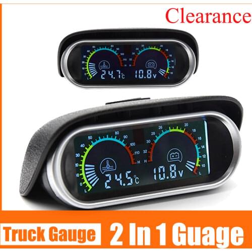 2 In 1 Car Digital Truck Gauge Water Temp Gauge Voltmeter LCD Car Digital Display gauge Water Tempe Sensor 10mm 12V 24 V