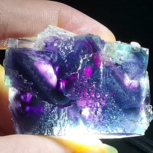 31.3gNatural rare purple fluorite mineral specimen healing energy Crystal Quartz Gemstone teaching specimen home decoration