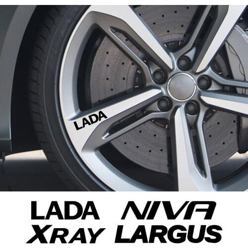 4pcs Car Wheel Rim Stickers For Lada LARGUS Fl NIVA Bronto Xray Narxi Auto Accessories Vinyl Film Hub Reflective Letter Decals