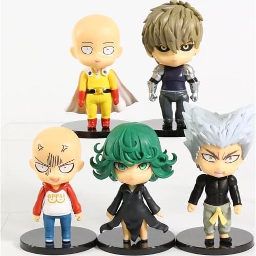 5pcs/set One Punch Man Saitama Genos Tatsumaki Garou PVC Figures Toys ONE PUNCH-MAN Q Version Dolls