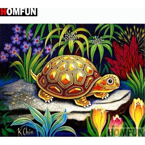 HOMFUN Full Square/Round Drill 5D DIY Diamond Painting "Cartoon tortoise" Embroidery Cross Stitch 5D Home Decor Gift A14712