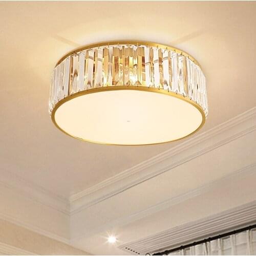 American light luxury crystal atmospheric ceiling lamp creative study bedroom living room hall LED lamp round lamp lighting