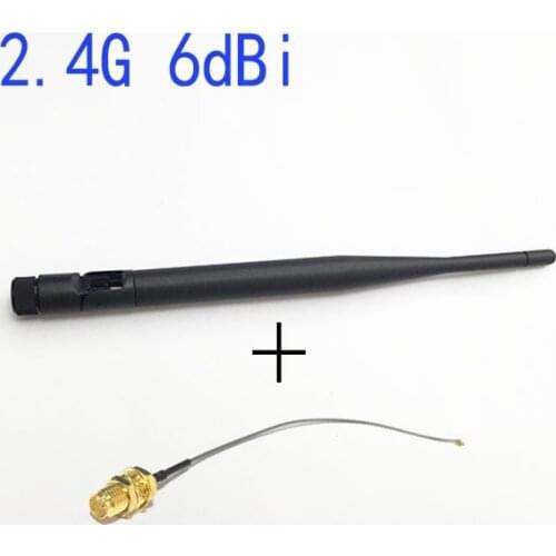 1pc Wifi Antenna 2.4Ghz 6dbi gain Omni with RP-SMA connector Wireless AP antenna + 1pc RP-SMA female to u.fl/ipx connector cable