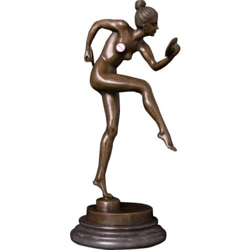 ArtsHom DS-170 Western bronze nude naked girl figurines for table decoration Dancer Statues for Studio Decoration Girl Birthday