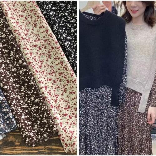 /Retro Floral Cloth Printed Autumn And Winter Base Dress Shirt Chiffon South Korean Silk Top Grade Clothing Fabric/1 M