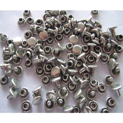 Free shipping 6mm brass rivet jeans plating silver double surface package and bag rivets 200set