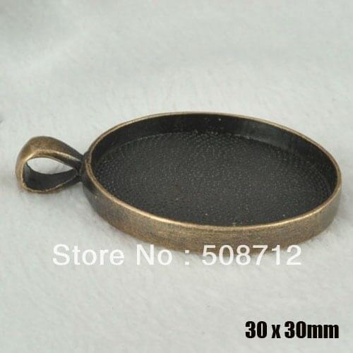 Free Ship!!!! WHOLESALE 100Pcs 30mm Antique Copper Pendant Trays,Cabochon Settings,Cameo Blanks