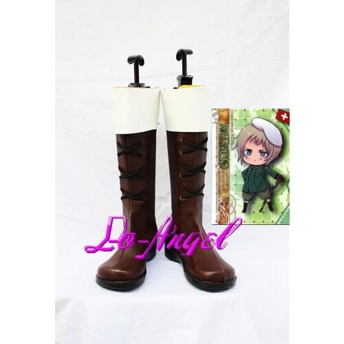 Anime APH Axis Powers Hetalia Switzerland Cosplay Party Shoes Brown Customized Size Boots