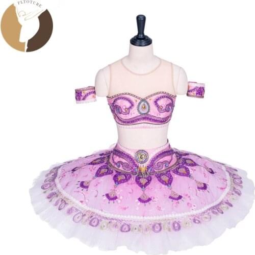 FLTOTURE AT1294 Professional Ballet Tutu ArabTwo Pieces Tutu Skirt Lilac Tutu Skirts For Sale 11 Layers Hard Tulles Pancake Tutu