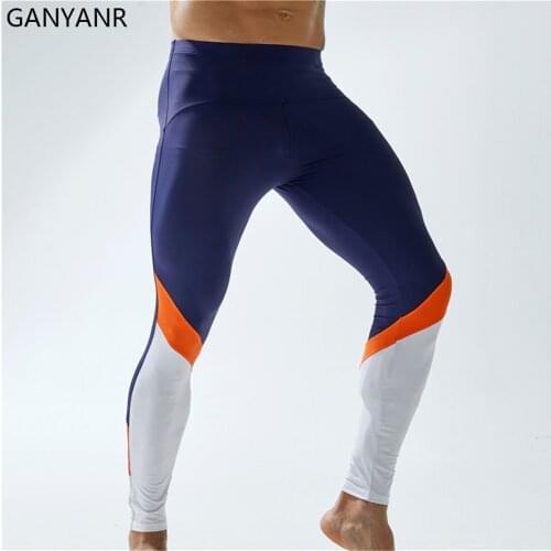 GANYANR Running Tights Men Compression Pants Leggings Gym Fitness Basketball Yoga Sexy Track Football Exercise Winter Dry Fit