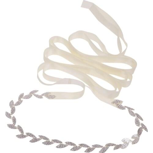 Crystal Wedding Dress Sash Handmade Rhinestone Bridal Belt Satin Ribbon