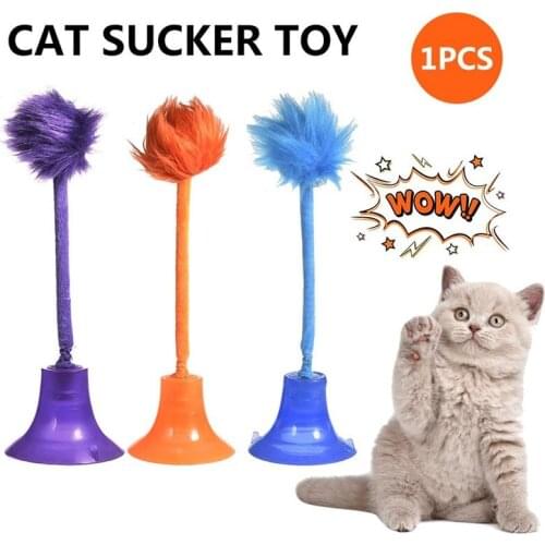 Pet Cat Toy Pet Sucker Plush Funny Cat Stick Toy Ball Toy Built-in Mint Leaf Bell Cat Plush Feather Toys One Piece Free Shipping