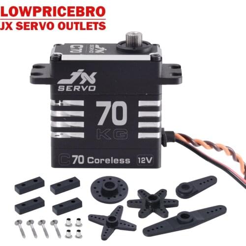 JX C70 70 KG 12V High Torque Full Metal Shell Hollow Cup High Pressure Metal Gear Servo for RC Car Boat Helicopter Accessories