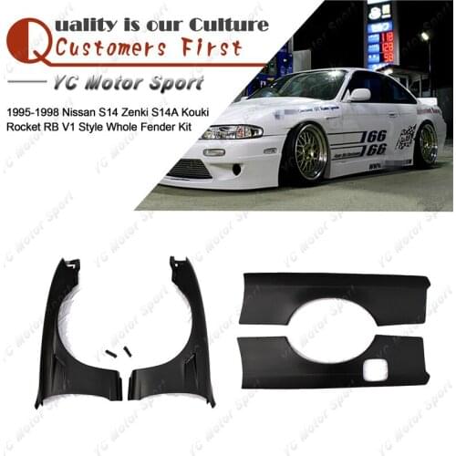 FRP Fiber Glass Fender Kit Fit For 1995-1998 S14 Zenki S14A Kouki RB V1 Style +50mm Front +80mm Rear Fender Flare Cover