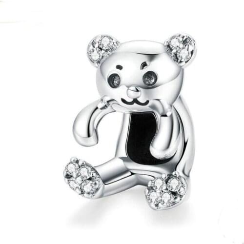 Hot Sale Silver 925 Beads Cute Animal bear Charms Beads for Jewelry Making Fit Bracelet Necklace for Women Gift