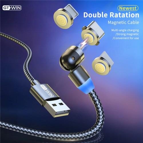 GTWIN New Fast Charging Magnetic USB Cable For Iphone Xiaomi Samsung Phone Magnet Charger 540 Degree Micro USB Type C Cable