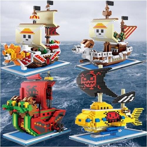 ZMS Mini Blocks One Piece Corsair DIY Building Toys Pirate Ship Juguetes Thousand Sunny Cartoon GOING MERRY Boat Kids Gifts