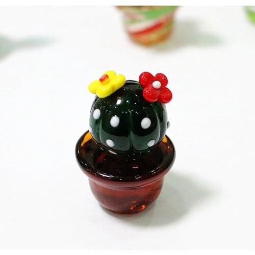 Handmade Murano Glass Cactus Figurines Ornaments Desktop Craft Adornment Creative Colorful Cute Miniature Plant For Home Decor