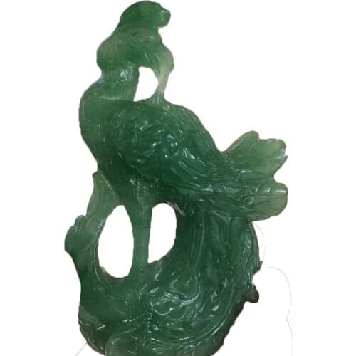 Natural Jade Carving Animal Phoenix Reiki Healing Mineral Quartz Home Decoration Collection