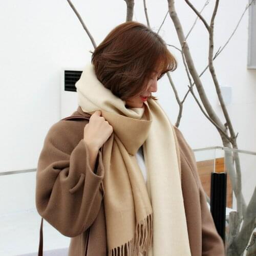 Autumn and Winter New Cashmere Thick Scarf Womens Korean Version Versatile Long Double Sided Color Matching Shawl Warm Neck