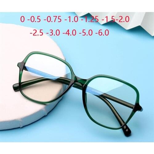 Drak Green Frame Anti-blue Light Polygon Customized Prescription Eyeglasses TR90 Shortsighted Spectacles 0 -0.5 -0.75 To -6.0
