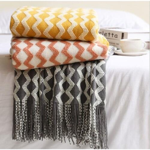 Homestay Apartment Hotel Hotel Striped Wave Bed End Blanket Bed Flag Hotel Bed End Towel Bed Cover Sofa Blanket Knitted Blanket