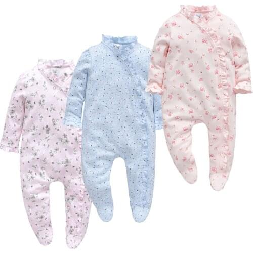 Baby girls clothes spring newborn flower girls jumpsuit cotton infants bebes one-piece romper new born ruffles princess clothes