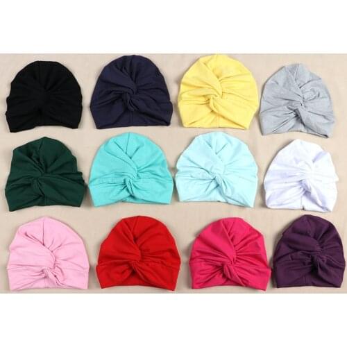 Newborn Infant Lovely Soft Cute Solid Knot Beanies Baby Gifts Baby Turban Boy Girl Cotton Blends Hat