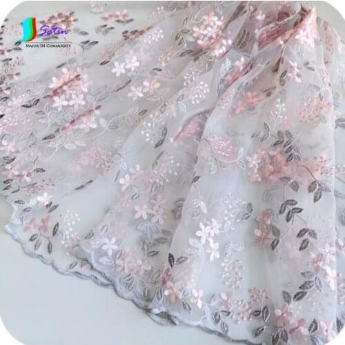 Ougen Yarn Flower Embroidered Lace Cloth Skirt Shade Curtain Handmade DIY Dress Skirt Accessories Breathable Fashion A0007A