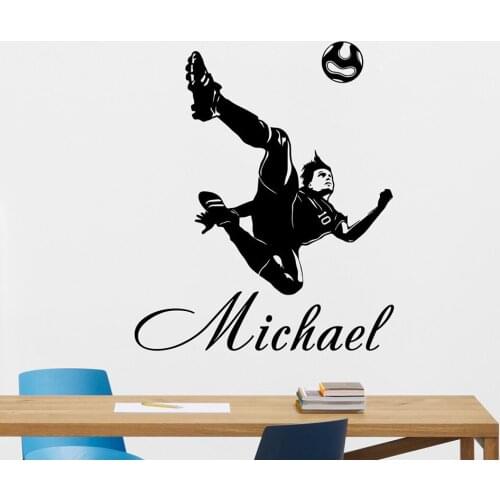 Personalized Soccer Wall Decals Football Sport Custom Name Vinyl Window Stickers Kids Boys Bedroom Nursery Interior Decor Z803