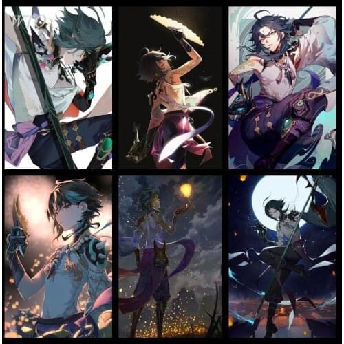 Genshin Impact Game Poster Game Male Characters Elf Xiao Anime Posters Canvas Painting Wall Decor Wall Art Picture Home Decor