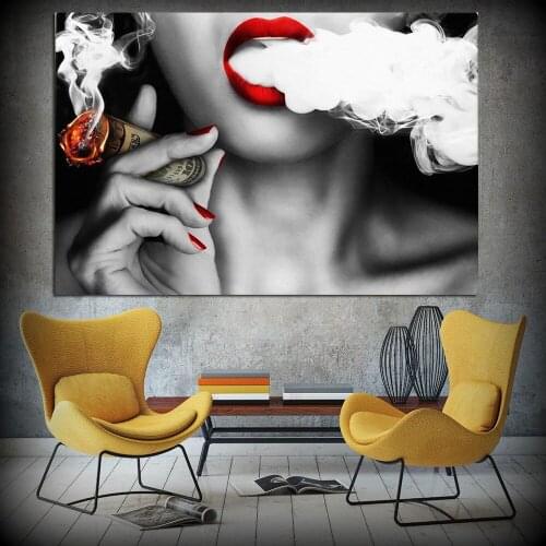 Quote and Poster Woman with Money Print Wall Oil Painting Picture Print on Canvas Frame Idea Creative Home Decoration
