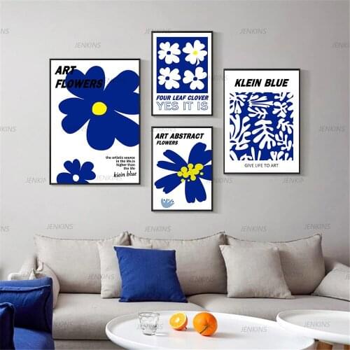 Blue Flowers Print Canvas Painting Abstract Art Poster Prints Flower Wall Art Modern Picture Living Room Home Decoration