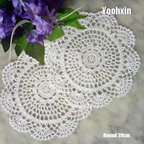 Modern Round Lace cotton table place mat dining pad Cloth crochet placemat cup mug tablecloth tea coaster handmade doily kitchen
