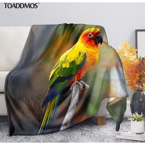 TOADDMOS Cute Parrot Print Fleece Blanket Soft Bed Thin Quilt Sofa Nap Warm Blanket for Kids Adults Premium Home Bedding manta