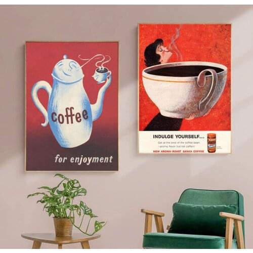 Vintage Coffee Woman Retro Food and Drink Italy Cafe Restaurant Canvas Painting Posters and Pritns Foodie Kitchen Art Decor