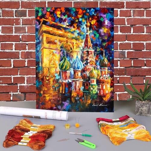 From Paris To Moscow Printed 11CT Cross-Stitch Embroidery Patterns DMC Threads Hobby Needlework Sewing Handicraft Home Mulina