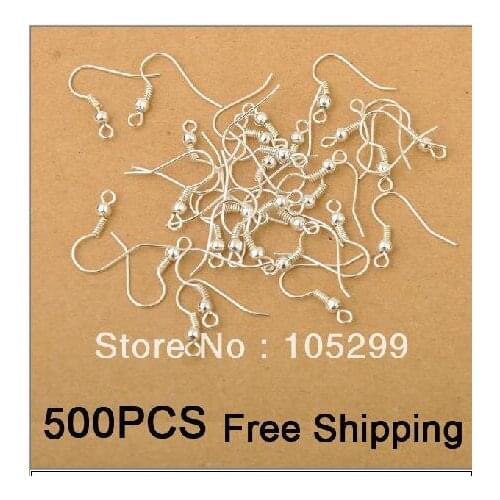 Wholesale 500PCS Lot 18mm 925 Sterling Silver Earring Hooks Ball Jewelry Accessory Findings Ear Wire
