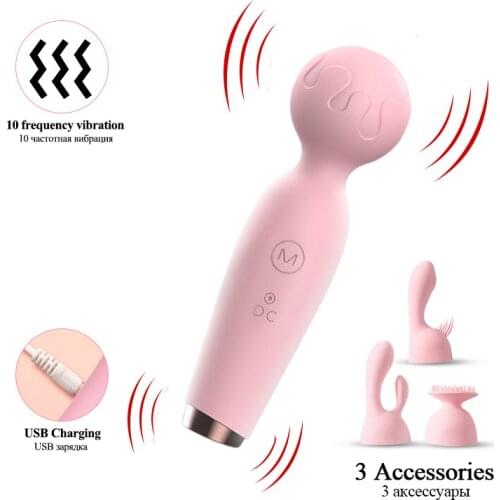 Female Sex Toy Hand Held Full Body Vibrator Clitoris Massager Wand Silicone Waterproof Adult 10 Frequency Strong Vibrating Wand